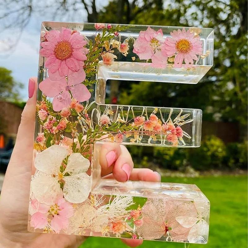 Resin Art Alphabet - Floral 26 Letters Night Lights Decorative